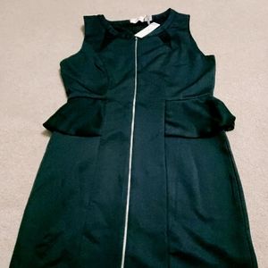 Costa Blanca Peplum Mesh Black front Zipup Dress